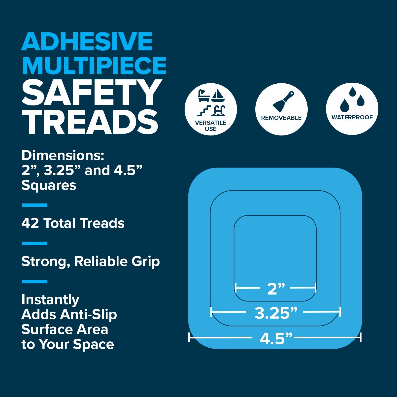SlipX Solutions Adhesive Bath Treads (Squares & Ovals) Tub Stickers gallery
