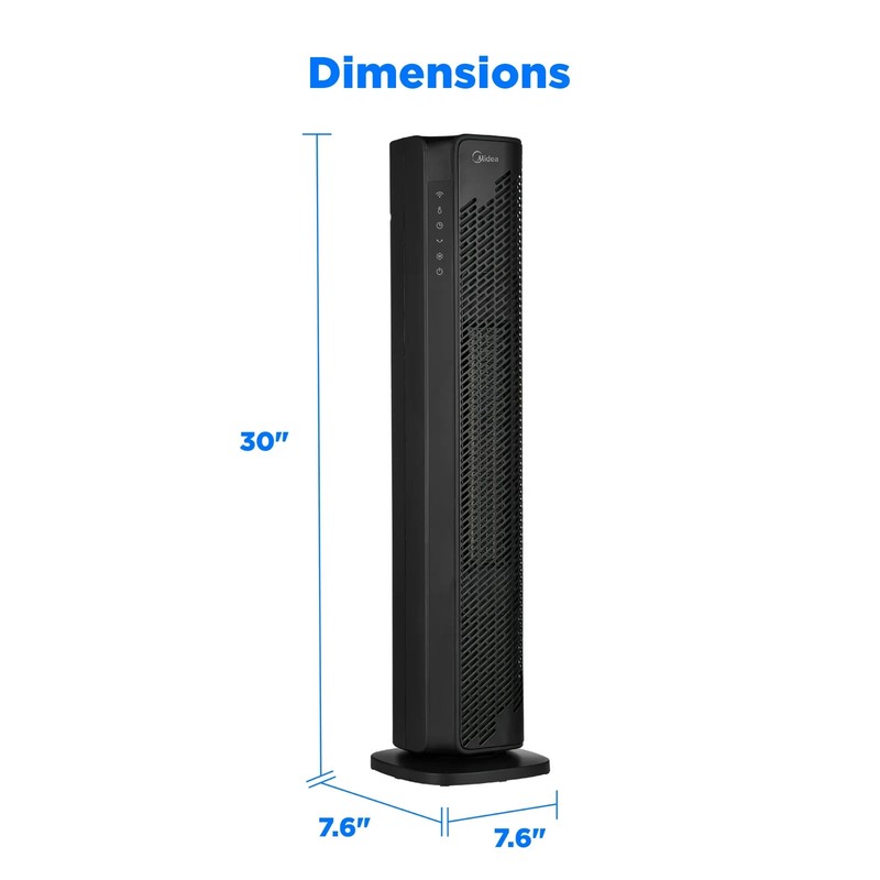 Midea 30-Inch Ceramic Tower Space Heater, Electric, Black, MSHC30TD5BBV Open Box gallery