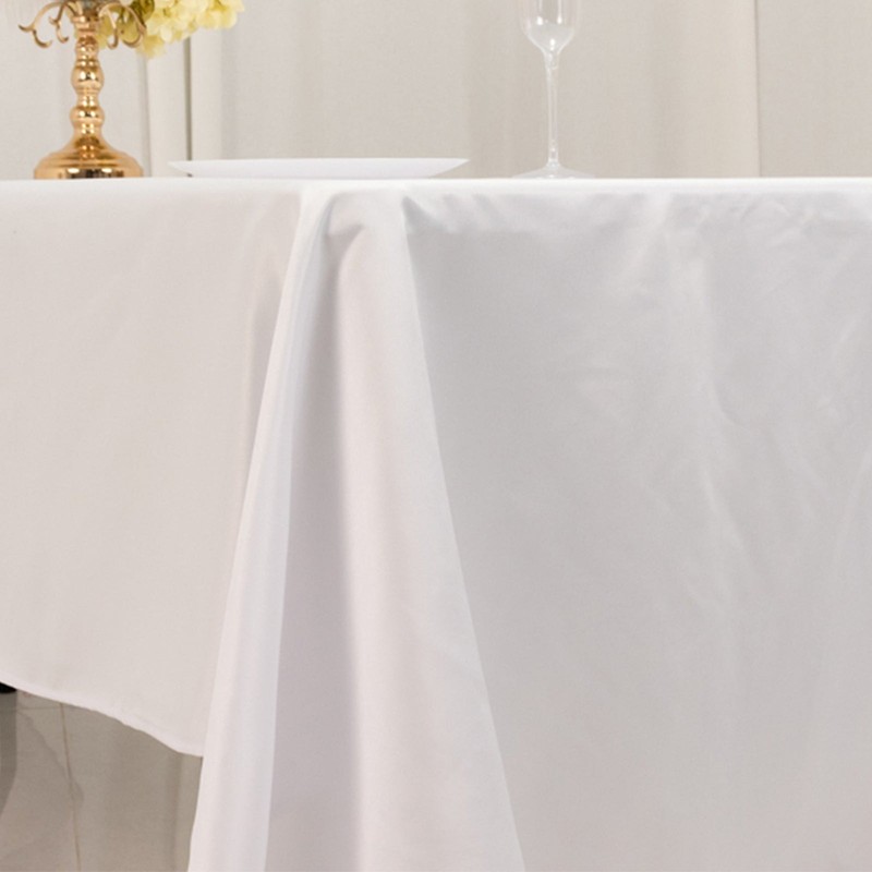 White 60x126" RECTANGLE Lamour Satin TABLECLOTH Wedding Party Home Banquet gallery