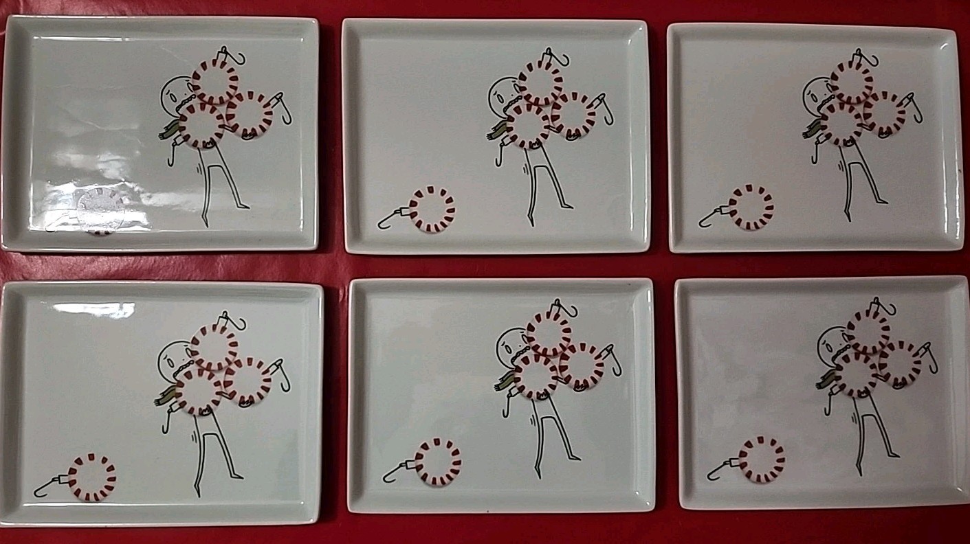 CB2 Oliver Appetizer Plates Crate and Barrel - 2012 Peppermint Ornament 6 LOT gallery