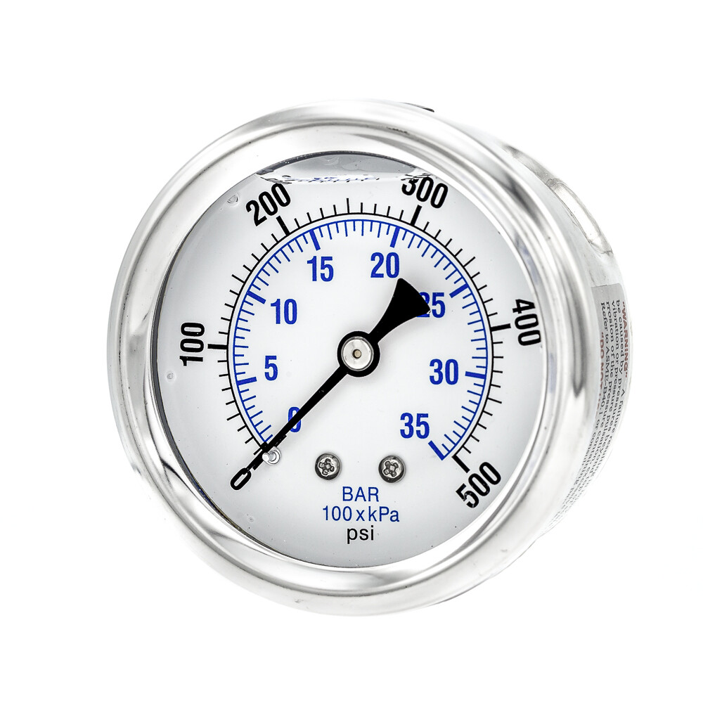 Liquid Filled Back Mount Pressure Gauge with 2.5" Dial, 0-500 PSI, 1/4"MaleNPT gallery