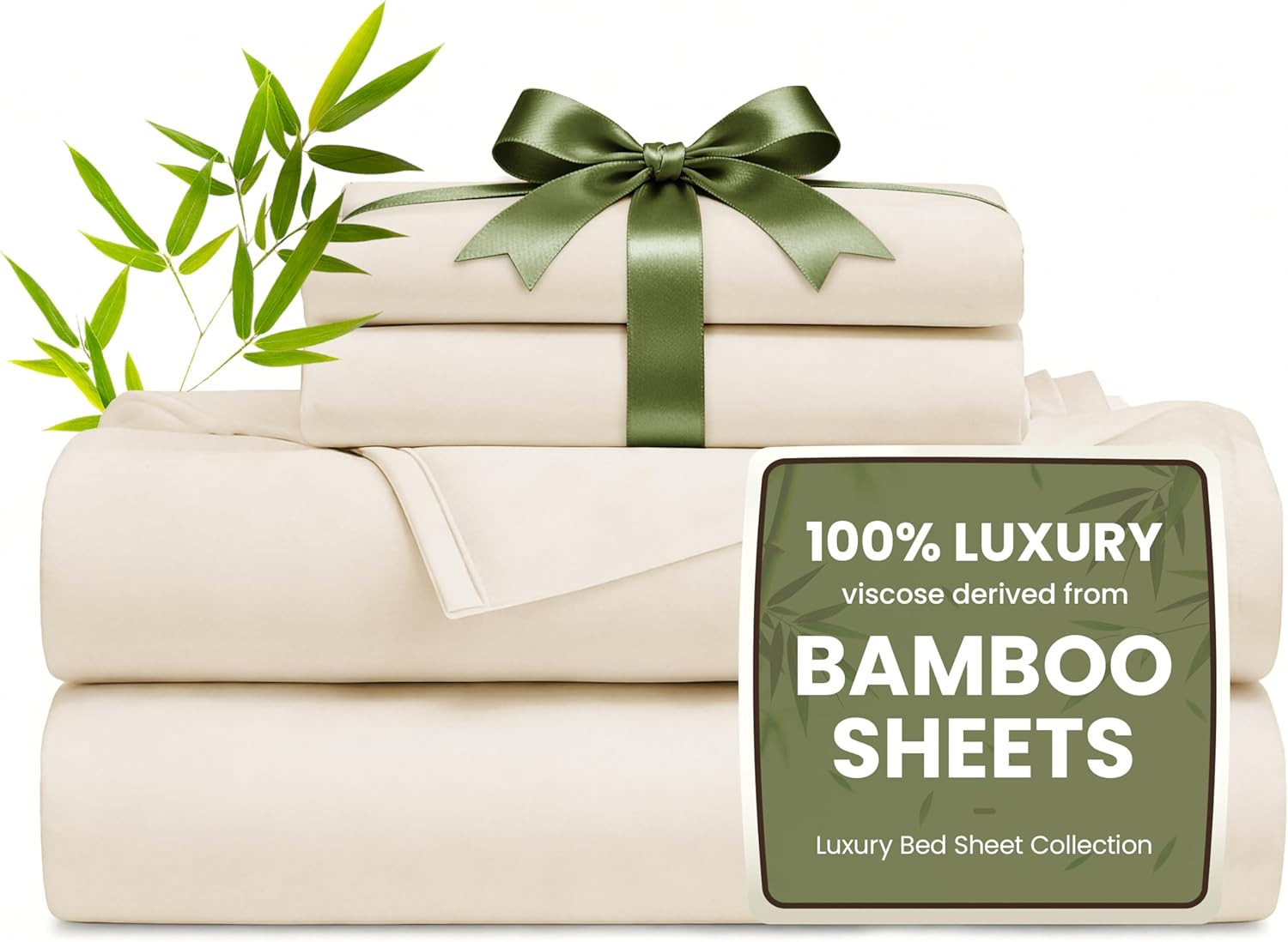 4 Piece Queen Sheet Set, 100% Rayon Derived from Bamboo, Cooling & Breathable, S gallery