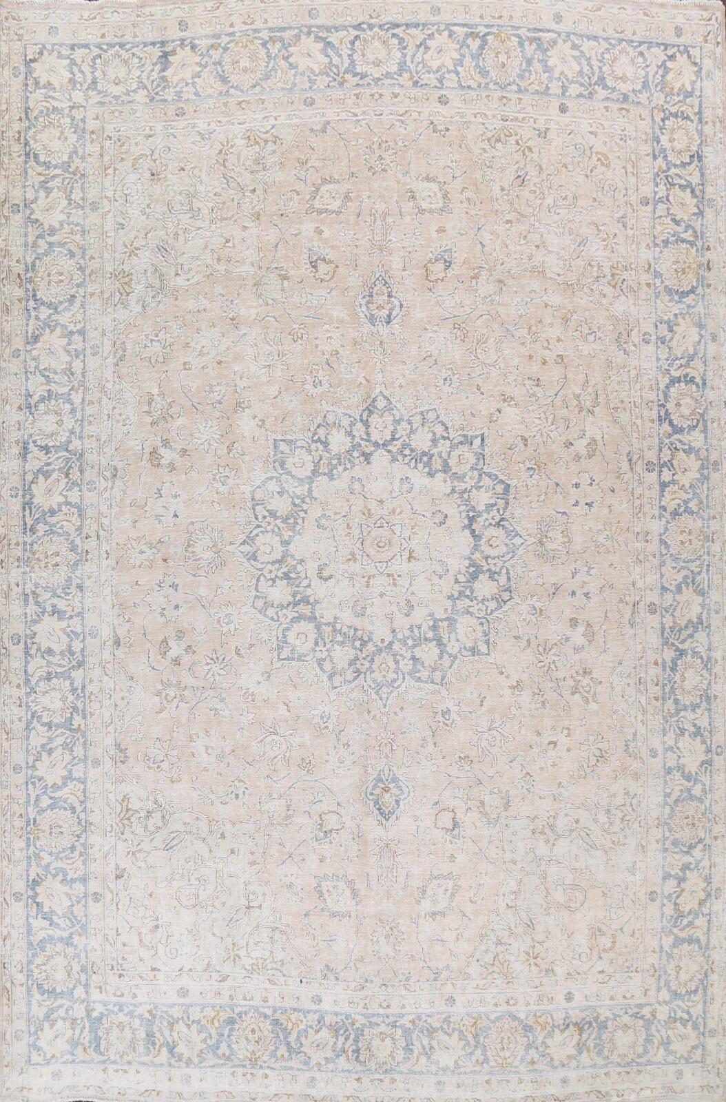 Antique Muted Kirman Hand-knotted Area Rug Evenly Low Pile Oriental Carpet 10x13 gallery