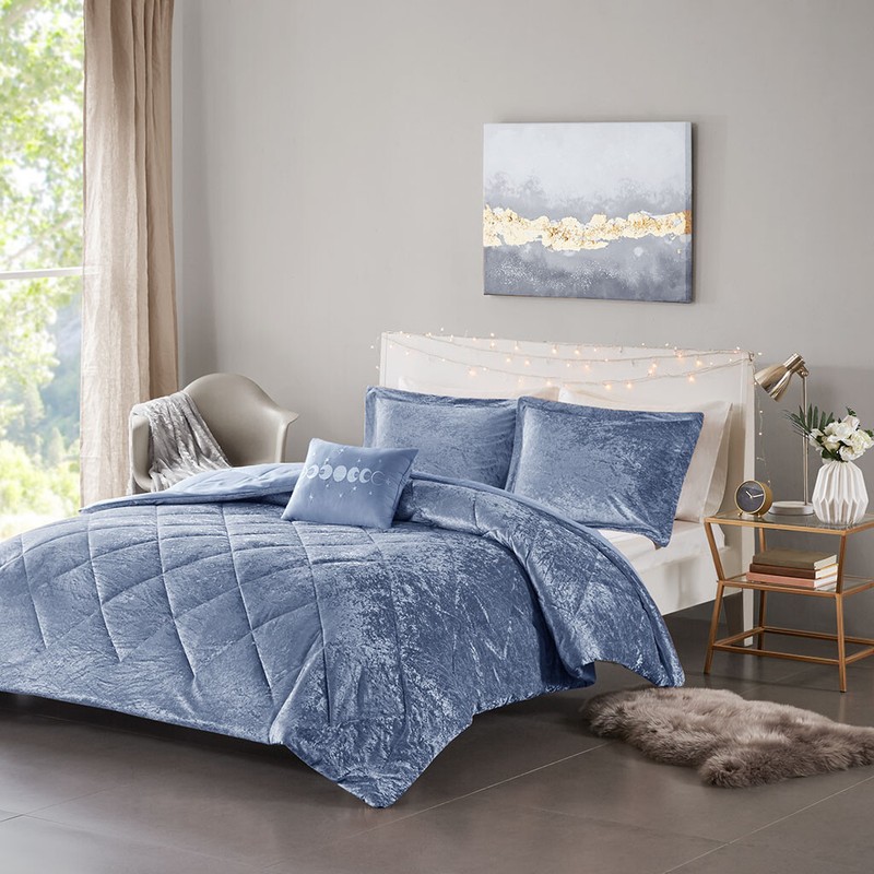 Intelligent Design Velvet Comforter Set Luxury Diamond Quilt 3/4 Pcs Queen King gallery