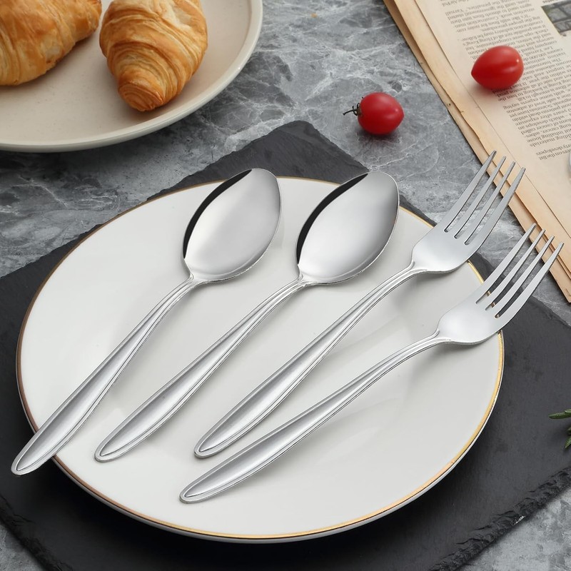 Forks and Spoons Silverware Set - 24-Piece Food Grade Stainless Steel Silverw... gallery