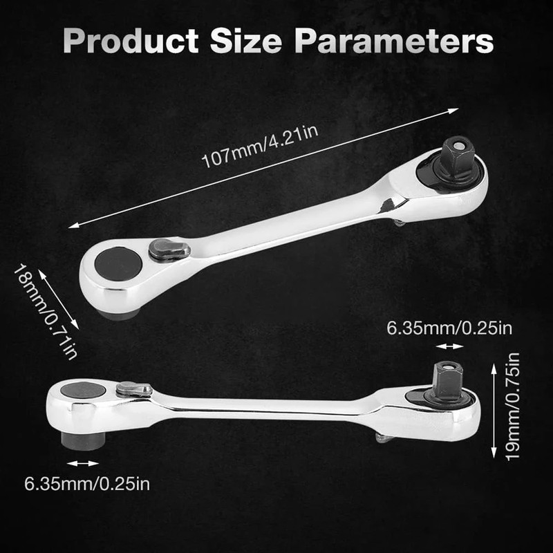 1/4" Mini Double-Ended Quick Socket Ratchet Wrench Rod Screwdriver Bit Tools.. gallery