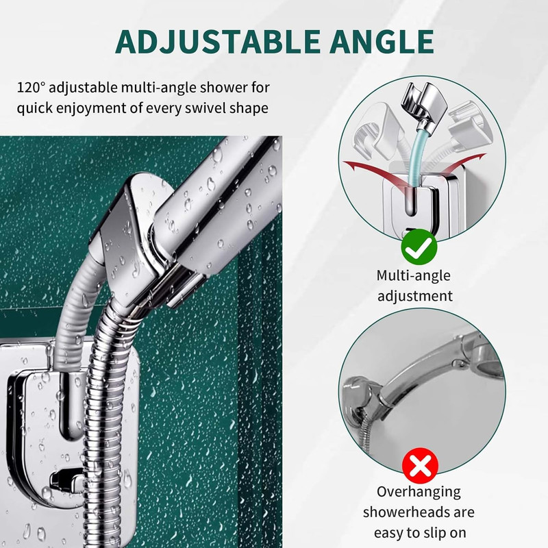 Shower Head Holder Wall Mount, 360° Adjustable Handheld, No-Drill Strong Adhesiv gallery