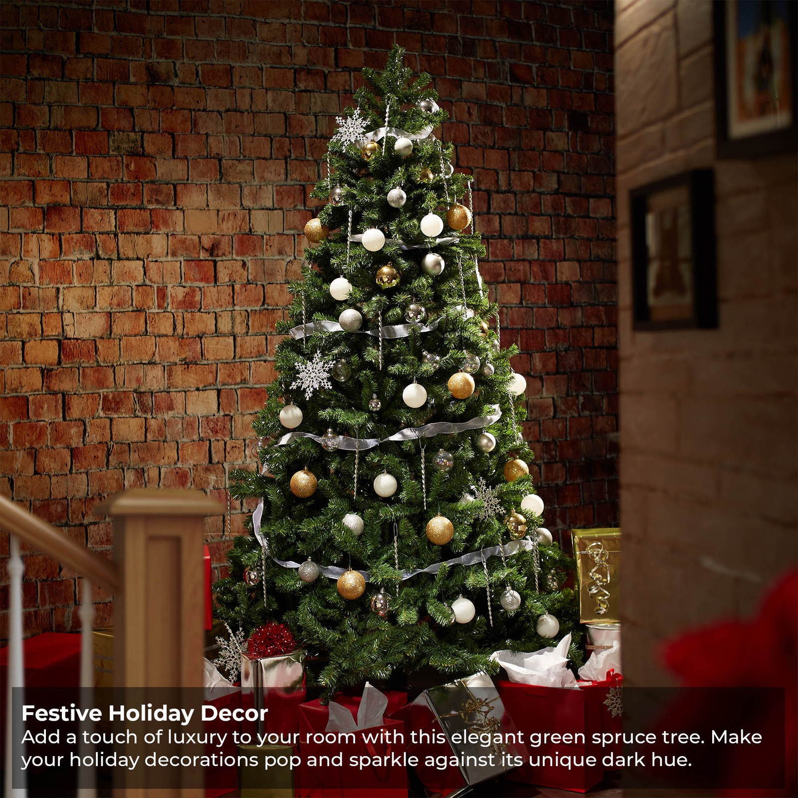 OPEN BOX - 6FT Green Spruce Realistic Artificial Holiday Christmas Tree w/Stand gallery