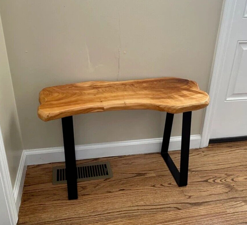 HST Cedar Roots Stool with Flat Iron Leg Bench Stool 27.5" x 14" x 17.4" H gallery
