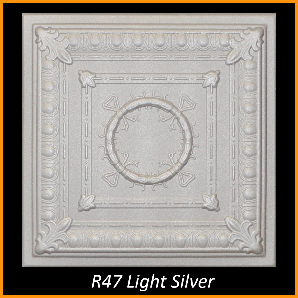 Ceiling Tiles Glue Up Styrofoam 20x20 R47 Light Silver Lot/88 pcs (232.32 sq ft) gallery