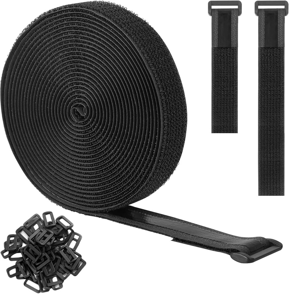 Heavy Duty Hook and Loop Straps with Non-Slip Rubber Backing | 1In X16Ft with 25
