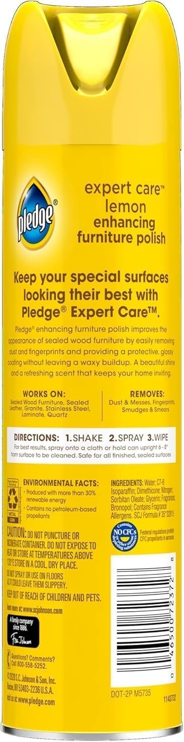 Pledge Enhancing Polish Spray Furniture & Wood Lemon Scent 9.7oz Pack of 3 - NEW gallery