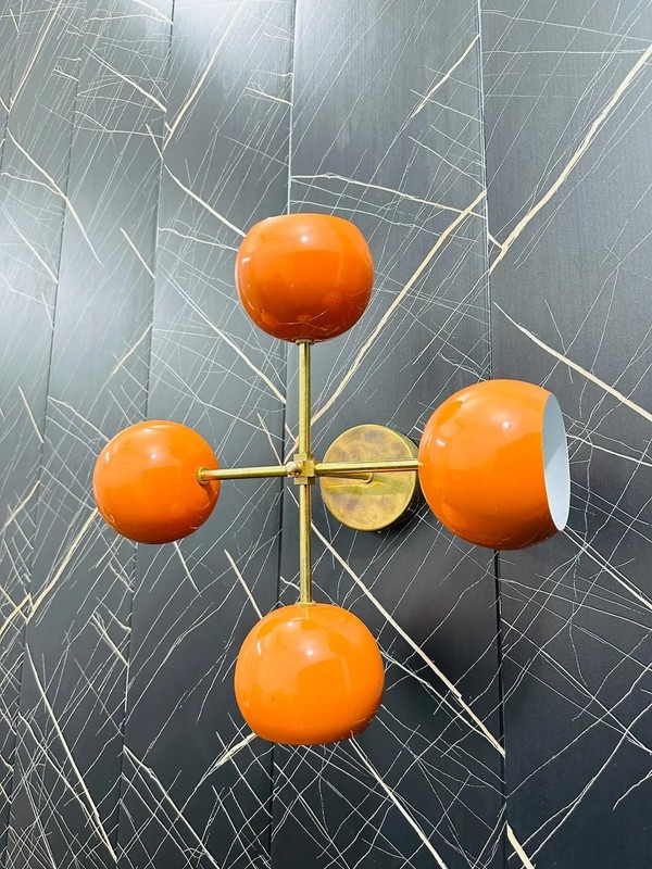 Modern Brass Sputnik Wall Sconce Orange Mid-Century Light Fixture Retro Decor gallery