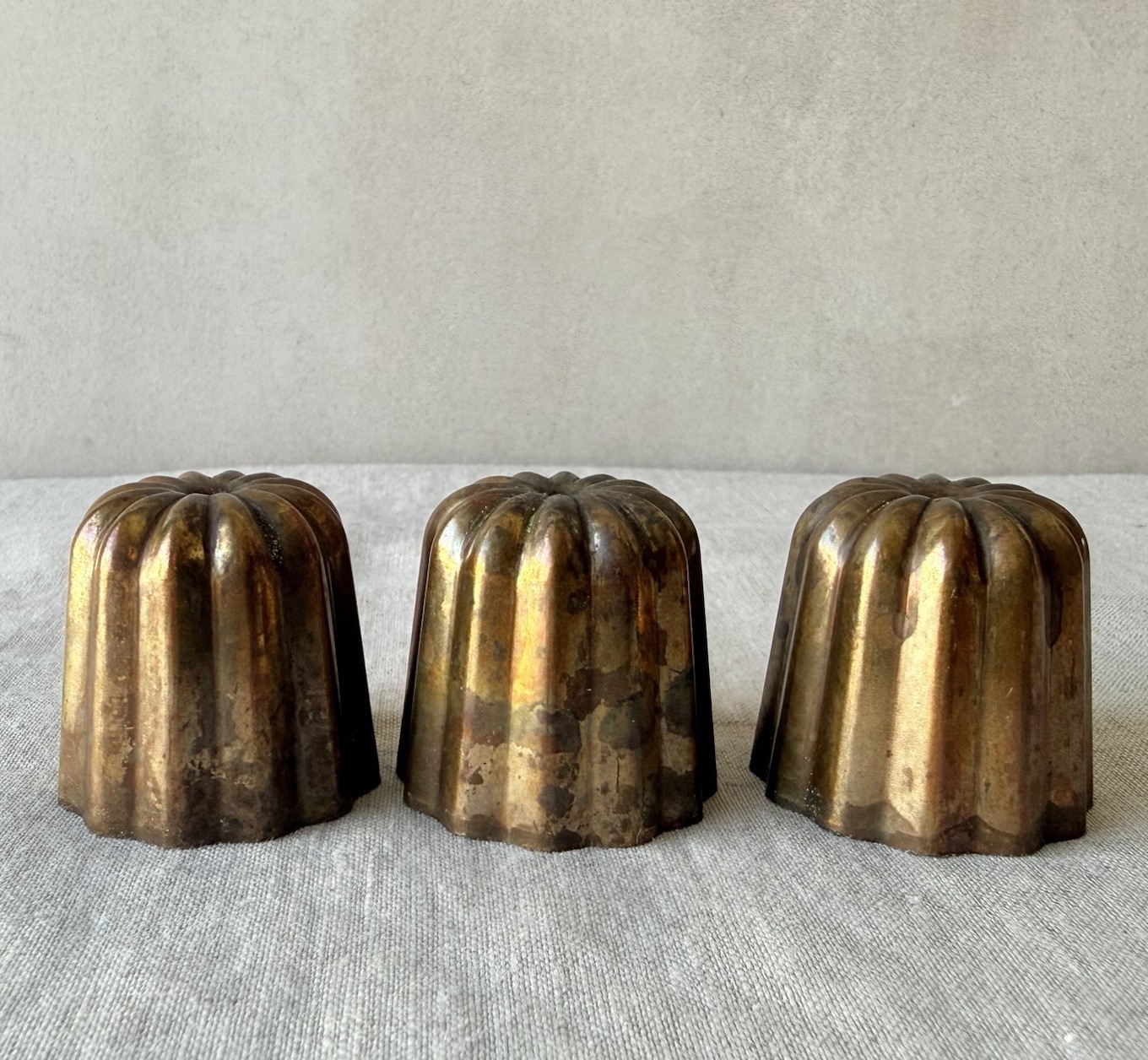 Matfer Bourgeat Mini Copper Canele Molds Tin Lined 1 3/8” Set of 3 French gallery