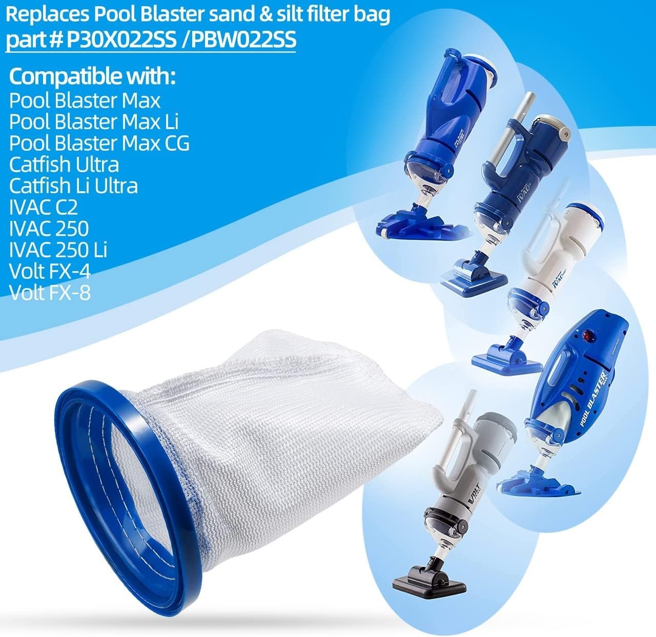 2-Pack Pool Vacuum Cleaner Reusable Filter Bag for Pool Blaster Water Tech Max & gallery