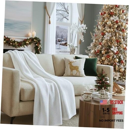 Cloud Scape Linen 100% Cotton Throw Blanket 50x70 Throw (50" x 70") White gallery