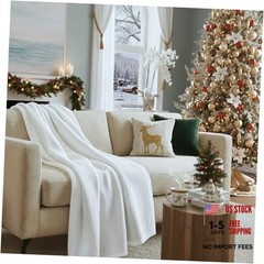 Cloud Scape Linen 100% Cotton Throw Blanket 50×70 Throw (50″ x 70″) White