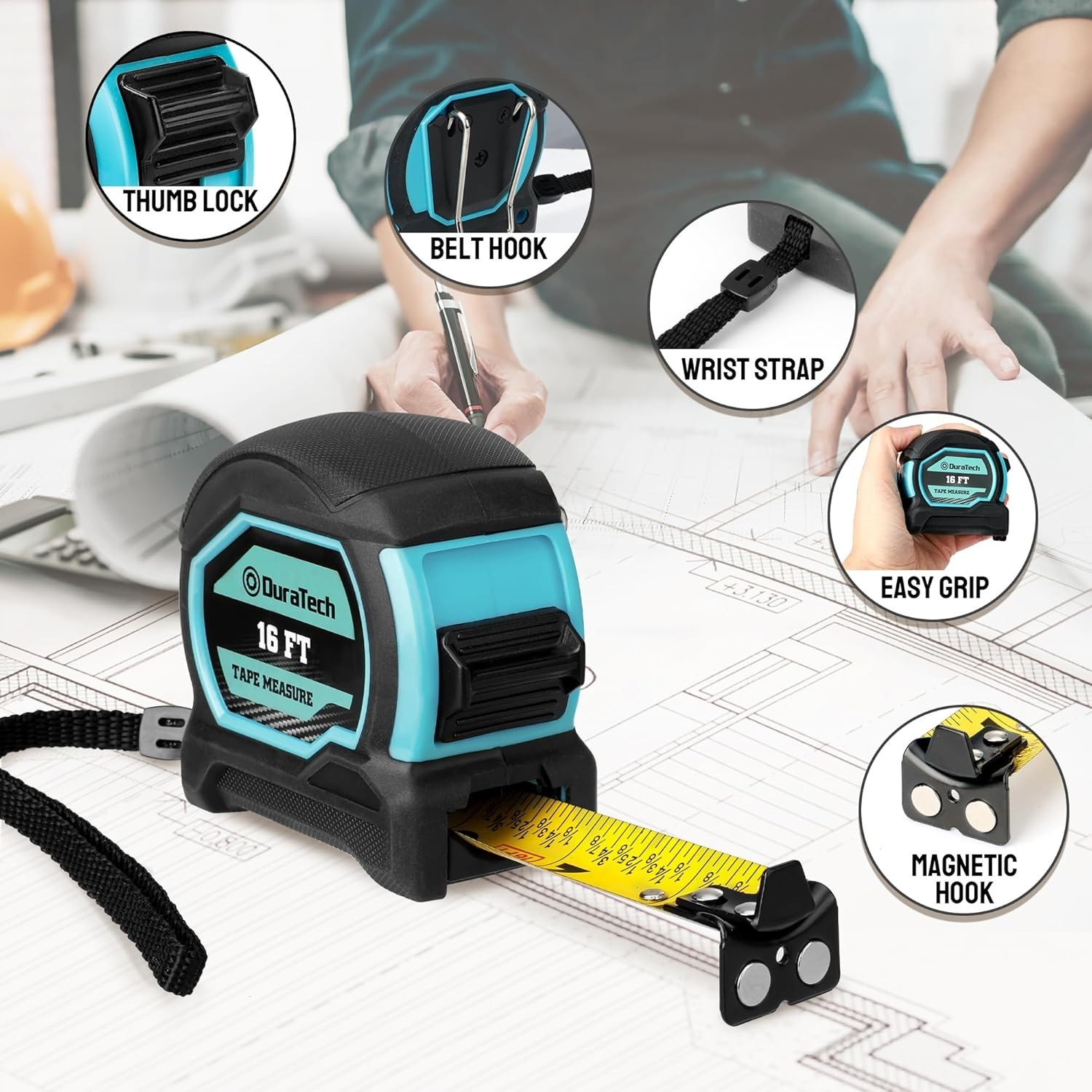 Magnetic Tape Measure 16FT with Fractions 1/8, Retractable 16 FT gallery