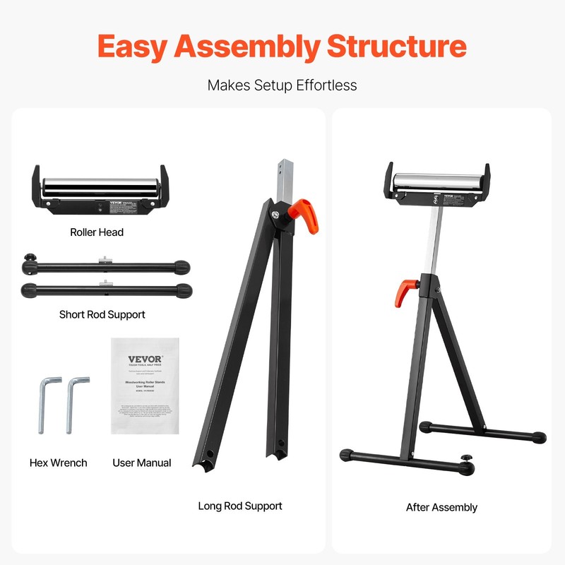 2-Pack Roller Stands, 250 lbs Load Capacity, 27-43 in Adjustable Height, Folding gallery