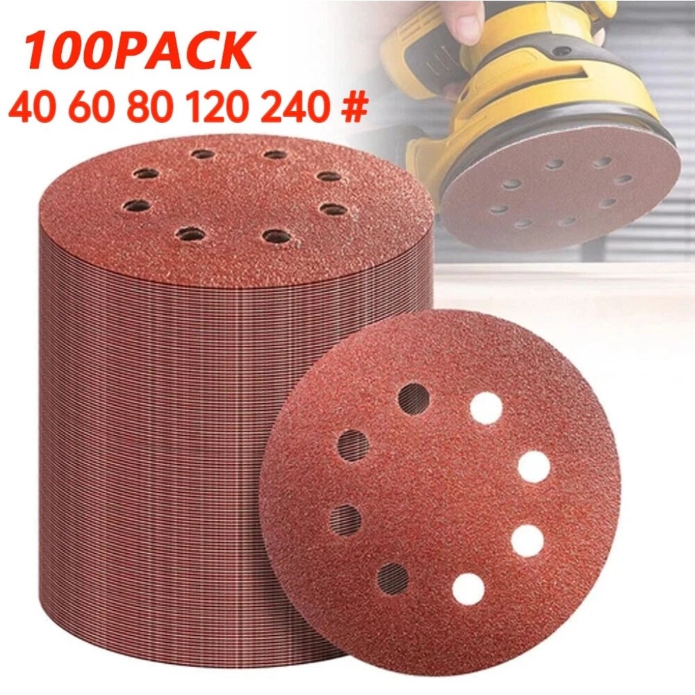 5inch 8-Hole Hook Loop Sanding Discs 40-240 Grit Orbital Sandpaper