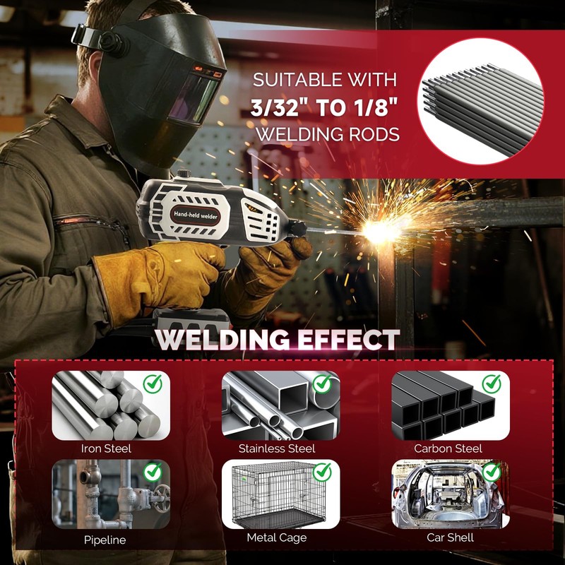 Portable Welding Machine Handheld Welder - 110V IGBT Inverter 20-120A Hand Held gallery