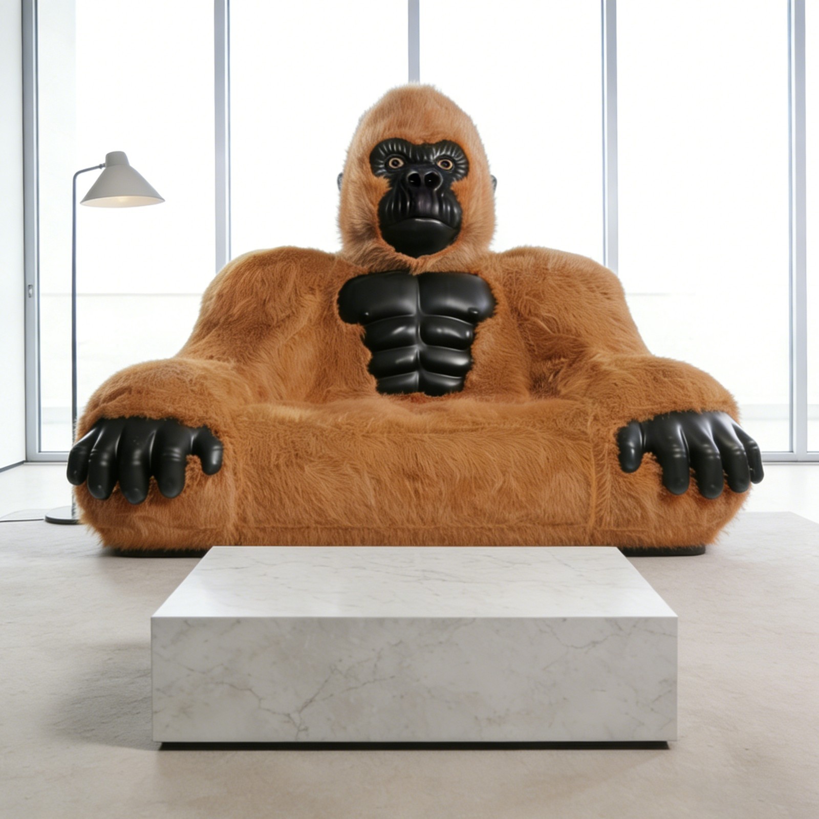 Luxury Brown Gorilla Couch Faux Mink Inflatable Lounge Sofa Chair - Living Room gallery