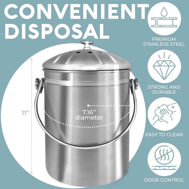 EPICA Countertop Compost Bin Kitchen | 1.3 Gallon | Odorless Composting Bin w... gallery