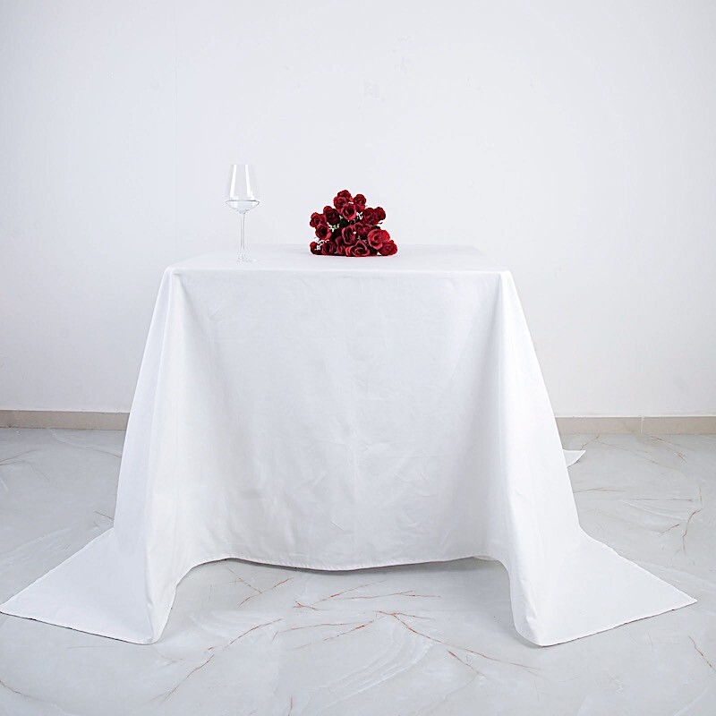 90x90" White Square COTTON TABLECLOTH High Quality Catering Home Dinner Linens gallery