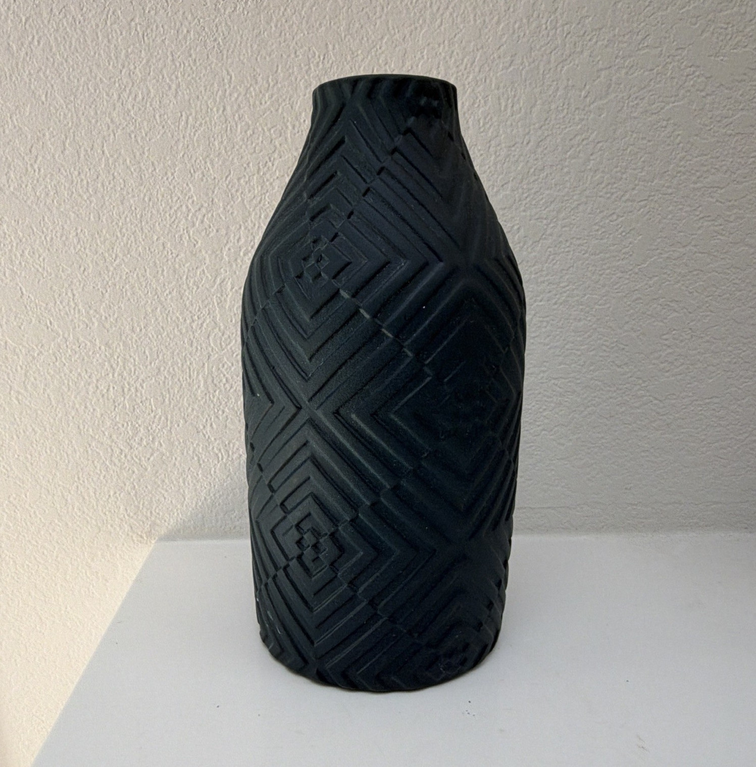 CB2 dark blue/green Matte Geometric Ceramic Table Vase 12 in gallery
