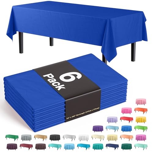 Party Solids 6-Pack Premium Plastic Tablecloth 54in. X108in. Rectangle Blue gallery