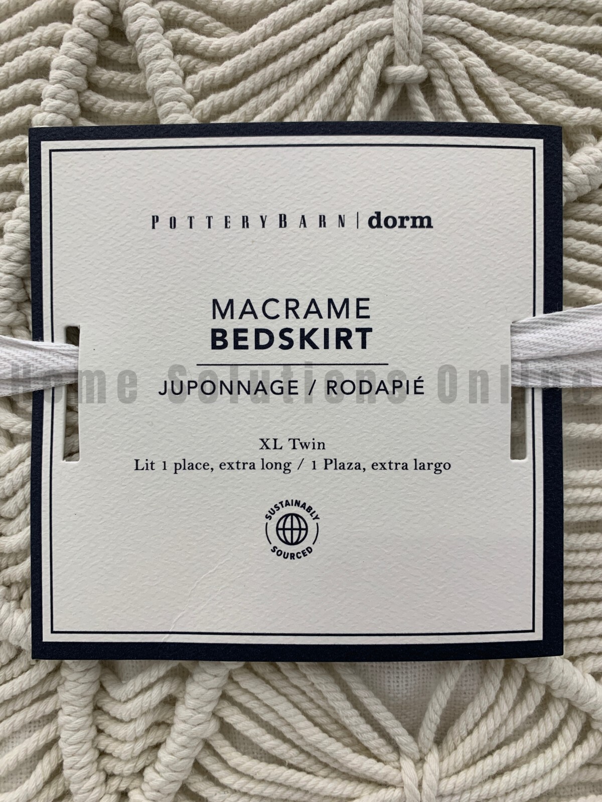 Pottery Barn Teen Dorm Macrame Vaulted Bed Skirt 60" Drop White Twin XL #N408 gallery