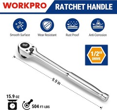 WORKPRO Low Profile 1/2-Inch Drive Ratchet 90-Tooth Quick-release Ratchet Wrench
