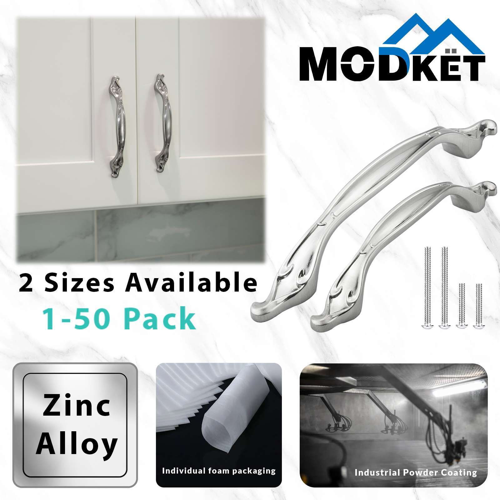 Traditional Kitchen Bathroom Cabinet Handles Pull Brushed Nickel Hardware Drawer gallery