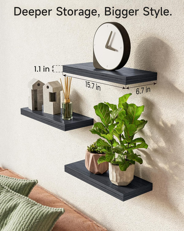 Floating Shelves for Wall, Wall Mounted Rustic Wood Shelves for Bathroom, Bedroo gallery