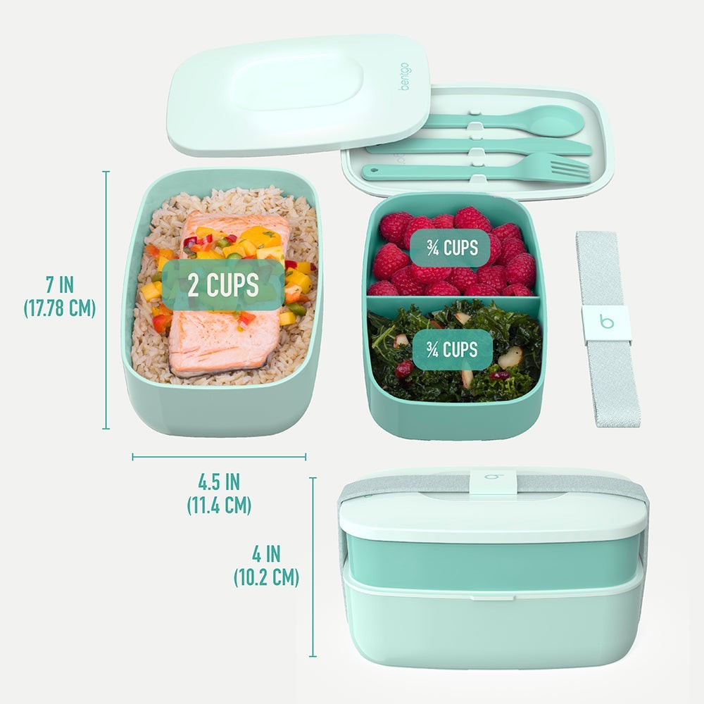 NEW Bentgo Classic All-in-One Stackable Lunch Box in Light Green, Teal gallery