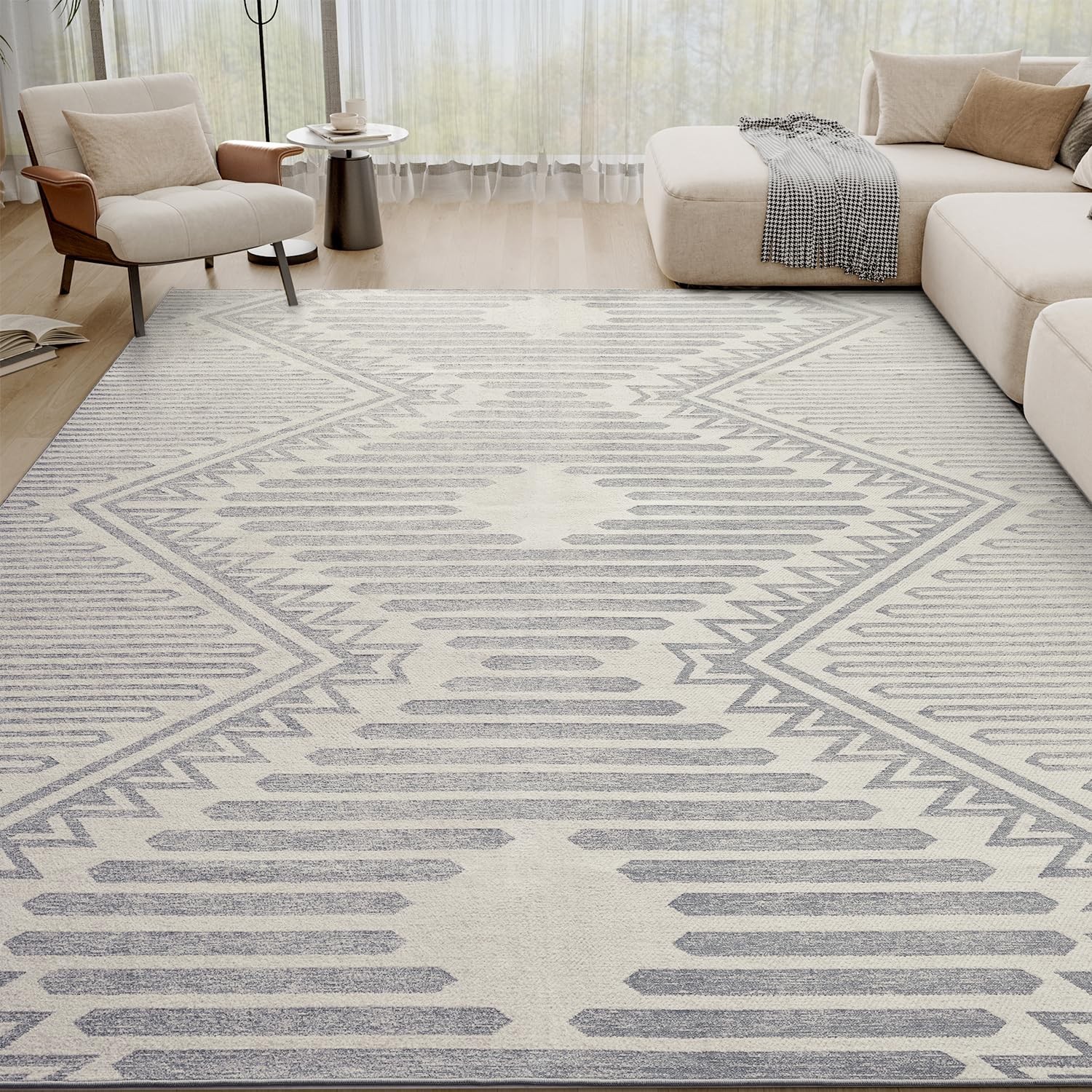 Silver Grey Boho 5x7 Area Rugs Textured Tufted Rugs for Living Room Bedroom R... gallery