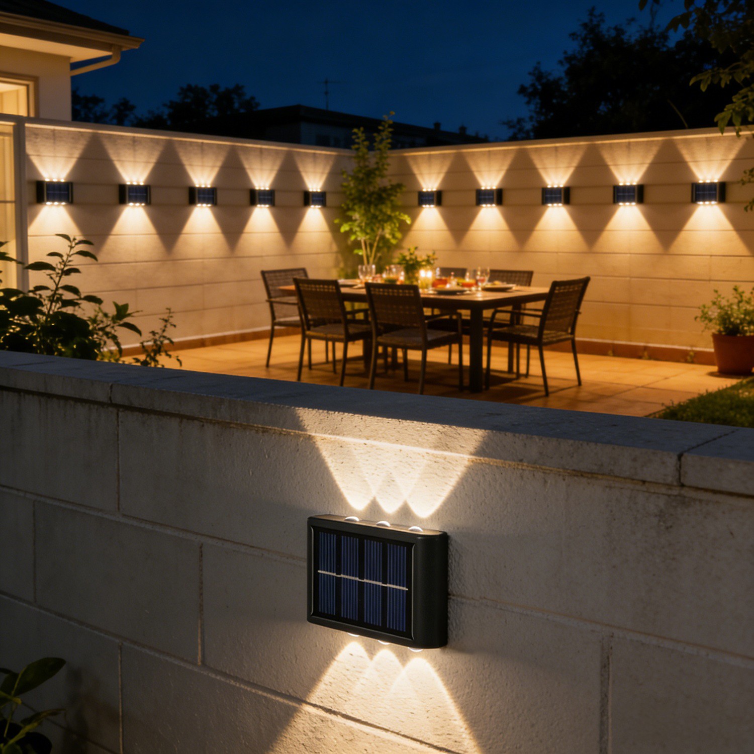 Outdoor 8 Pack LED Solar Fence Lights Dusk to Dawn Wall Garden Pathway Deck Lamp gallery