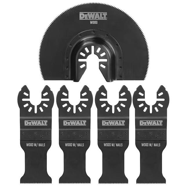 DeWALT Oscillating Saw Blade Set 5 Pc DWA4251 4" x1, 1 1/8" x2, 1 1/4" x2 NEW gallery