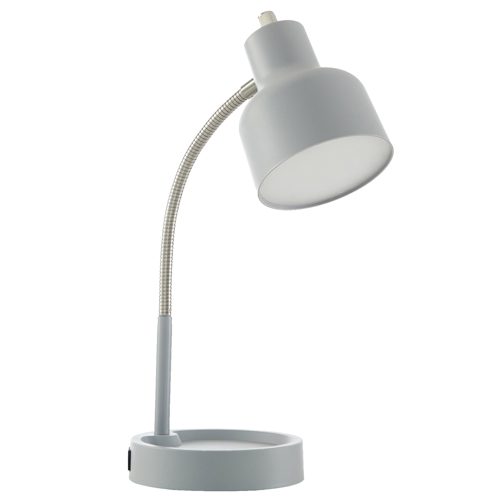 LED Desk Lamp with Catch-All Base & AC Outlet, Matte Gray gallery