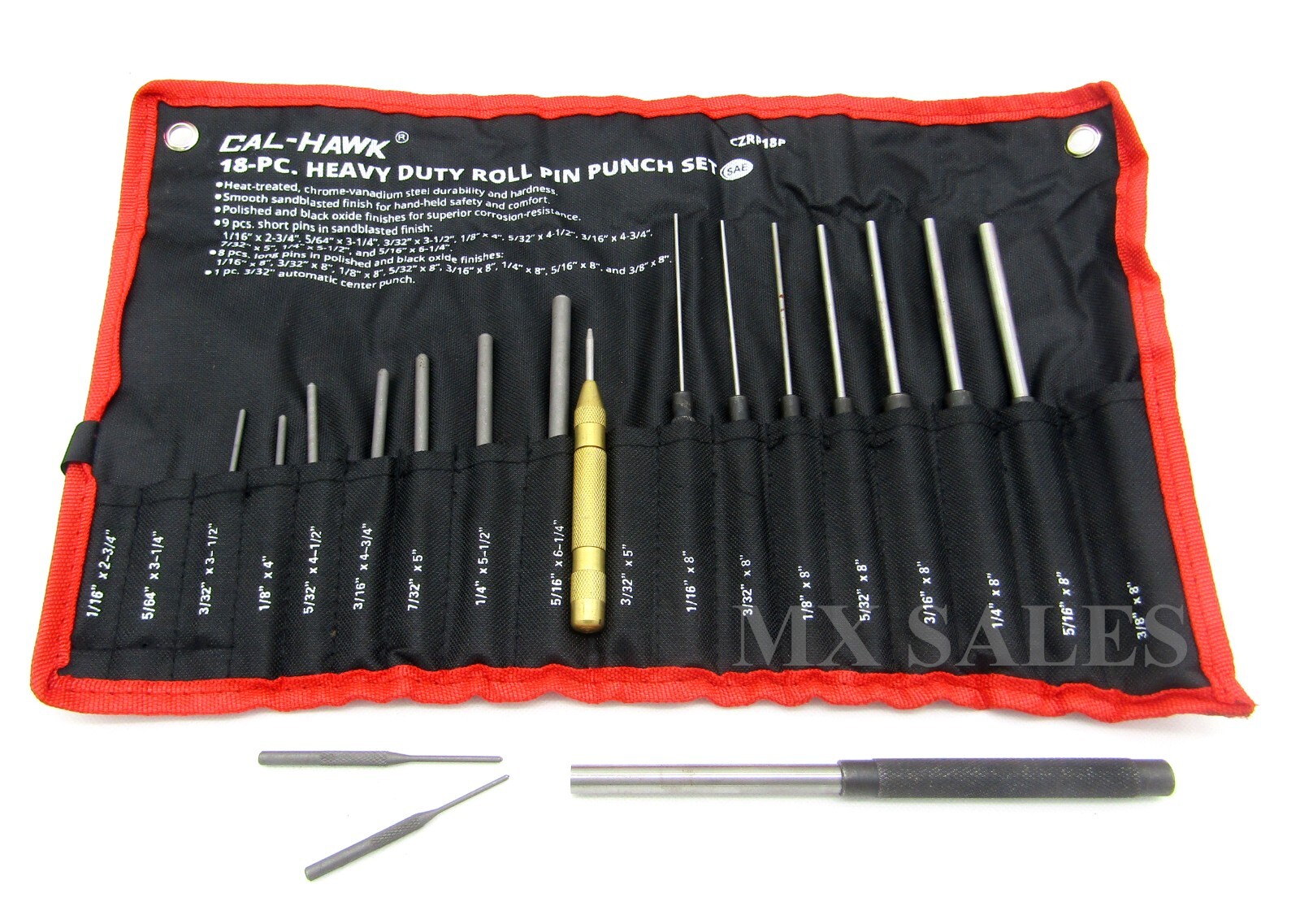 18 Pc Forged Steel Roll Pin Punch Set in Roll Up Pouch Case Rifle Gunsmithing gallery