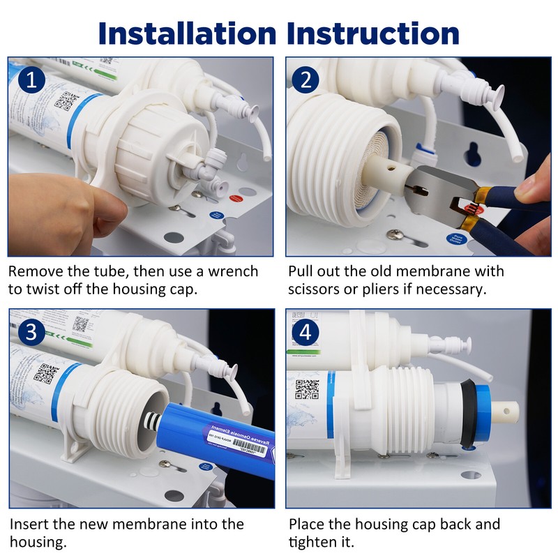 50 GPD RO Membrane Reverse Osmosis Water Filter Housing Replacement for GE FX12M gallery
