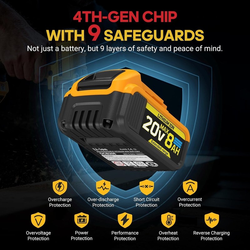 8Ah Replacement Compatible for Dewalt 20V Max Battery with High Capacity 2 Pack gallery