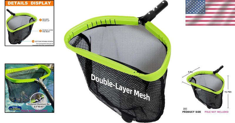 Professional Pool Leaf Skimmer Net – Double Layer Heavy Duty Aluminum Frame gallery