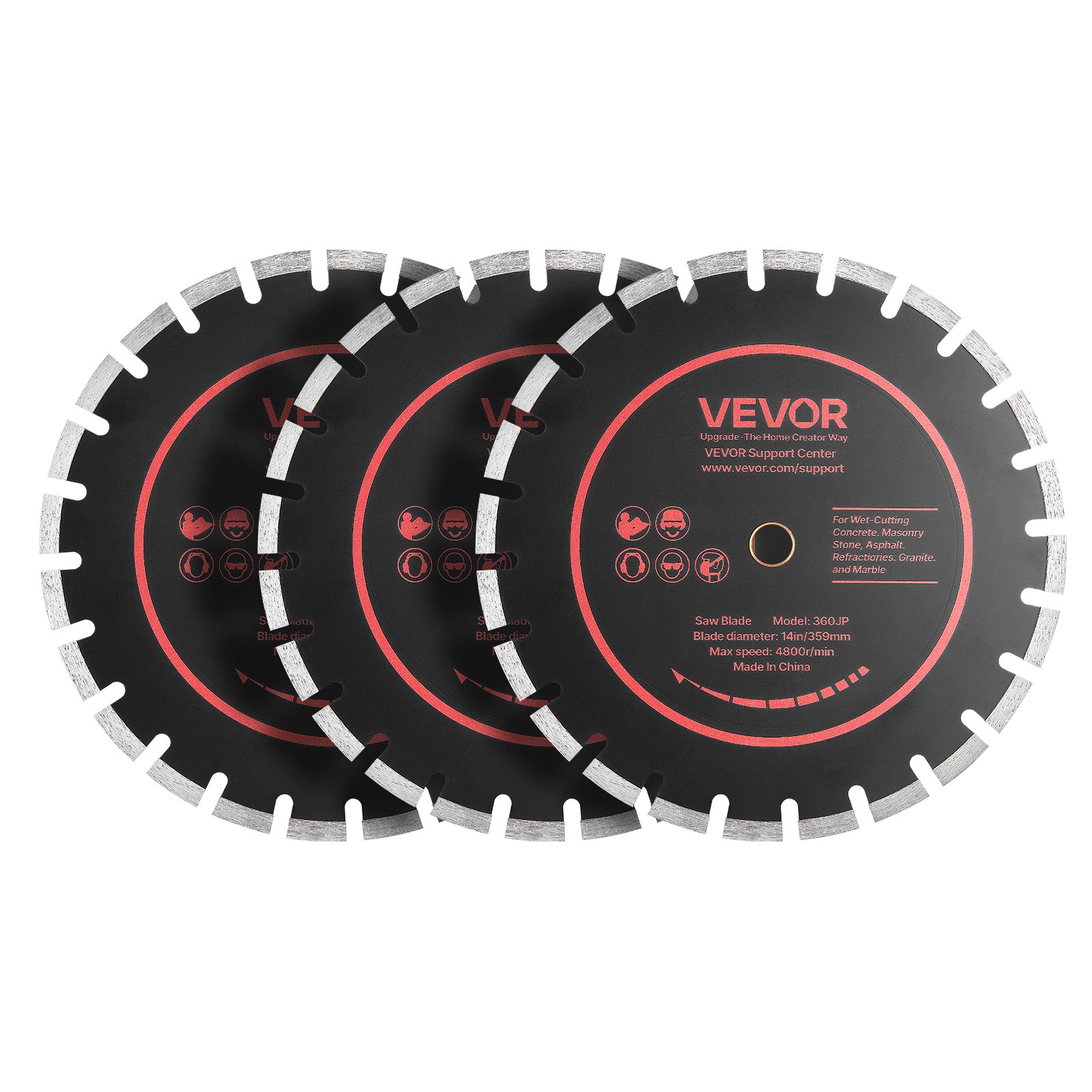 VEVOR 14 in Diamond Saw Blade Set 3Pack 1 in Arbor Dry Wet Cutting for Brick gallery
