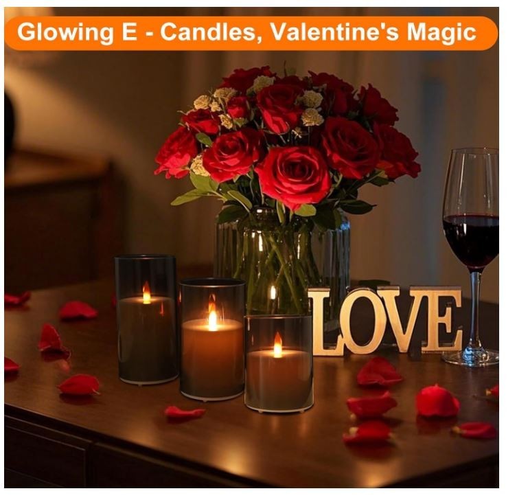 200 Hour Flameless Candles with Remote, Rechargeable Flickering Glass Gray 3PCS gallery