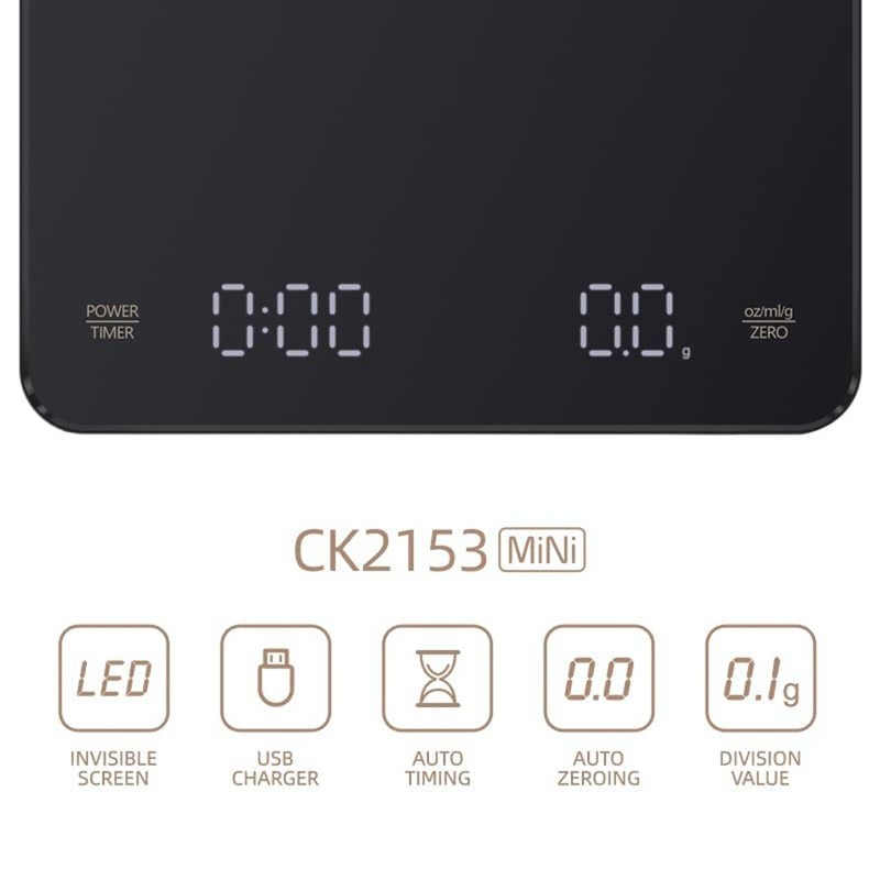 Coffee Scale with Timer, Coffee Scale, 0.1 G/3 Kg, Rechargeable, Turndown5299 gallery