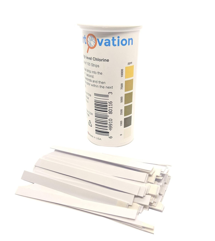 Extra High-Level Chlorine Test Strips, 0-10,000 Ppm [Vial of 100 Strips] gallery