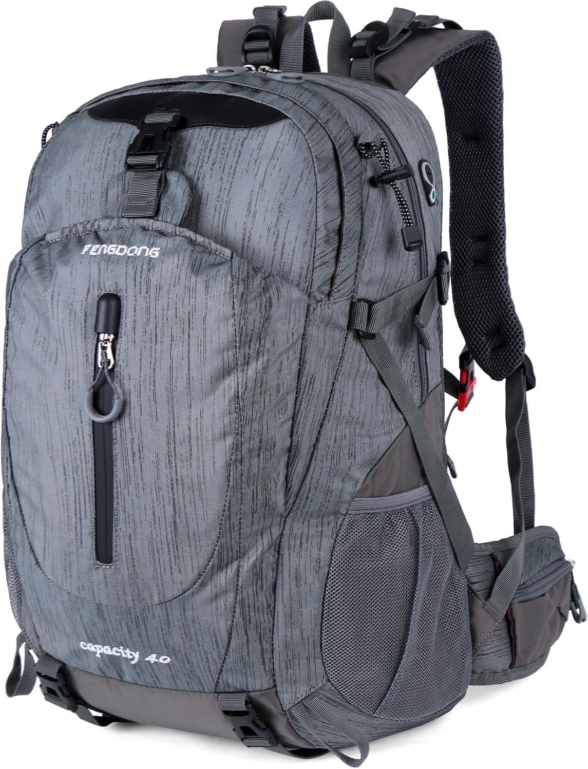 Gray Waterproof Travel & Hiking Backpack – 40L with Multiple Compartments 3