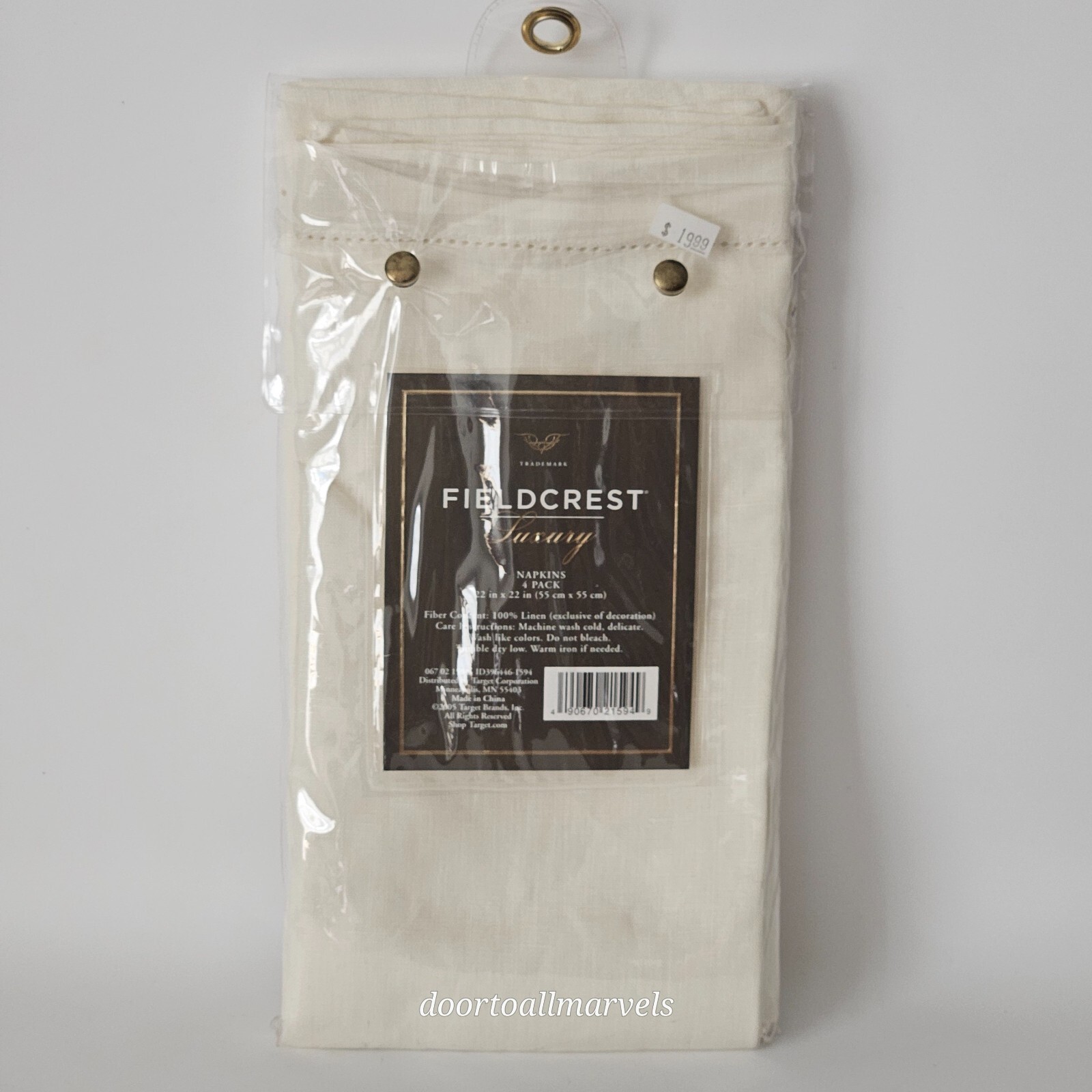 4 Vintage Fieldcrest Luxury Large Linen Napkins Set Cream NWT gallery