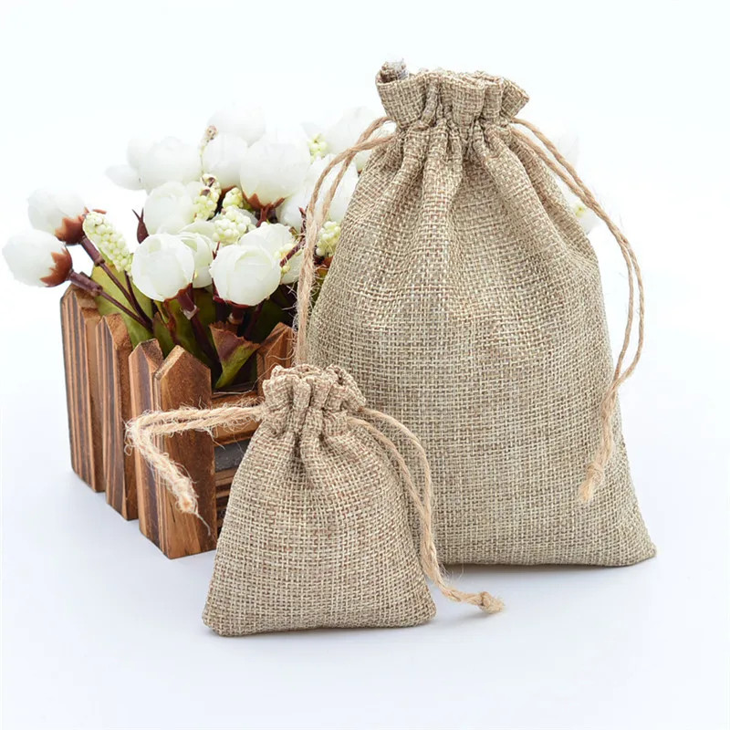 1pcs Drawstring Jute Bags Candy Chocolate Gift Supplies For Christmas Party gallery